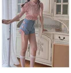 Pink Corset Shorts -Clothing Discount Store pink corset shorts angel angelic blue jeans denim kawaii babe 504