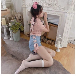 Pink Corset Shorts -Clothing Discount Store pink corset shorts angel angelic blue jeans denim kawaii babe 685