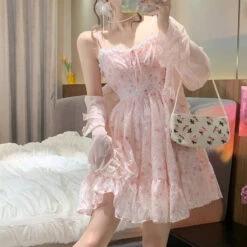 Pink Floral Whimsy Dress 14 Pink Floral Whimsy Dress -Clothing Discount Store pink floral whimsy dress dresses cardigan floral flower flowers 918