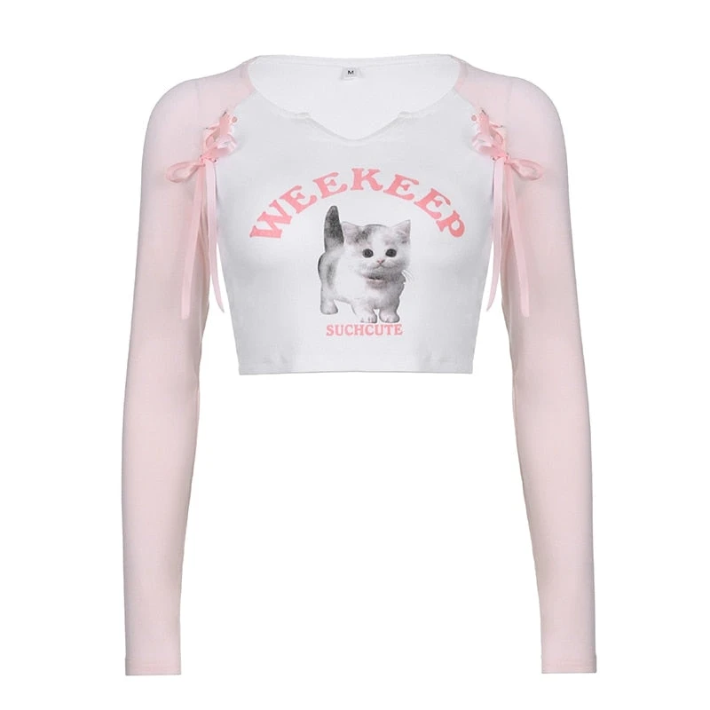 Pink Kitten Long Sleeve Crop Top 10 Pink Kitten Long Sleeve Crop Top - Image 8