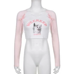 Pink Kitten Long Sleeve Crop Top 33 Pink Kitten Long Sleeve Crop Top -Clothing Discount Store pink kitten long sleeve crop top coquette tops dollette fae faecore shirt kawaii babe 531