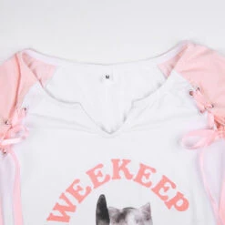 Pink Kitten Long Sleeve Crop Top 36 Pink Kitten Long Sleeve Crop Top -Clothing Discount Store pink kitten long sleeve crop top coquette tops dollette fae faecore shirt kawaii babe 928