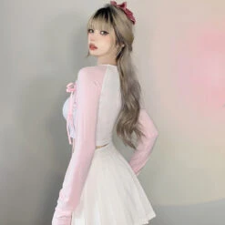 Pink Kitten Long Sleeve Crop Top 26 Pink Kitten Long Sleeve Crop Top -Clothing Discount Store pink kitten long sleeve crop top coquette tops dollette fae faecore shirt kawaii babe 964