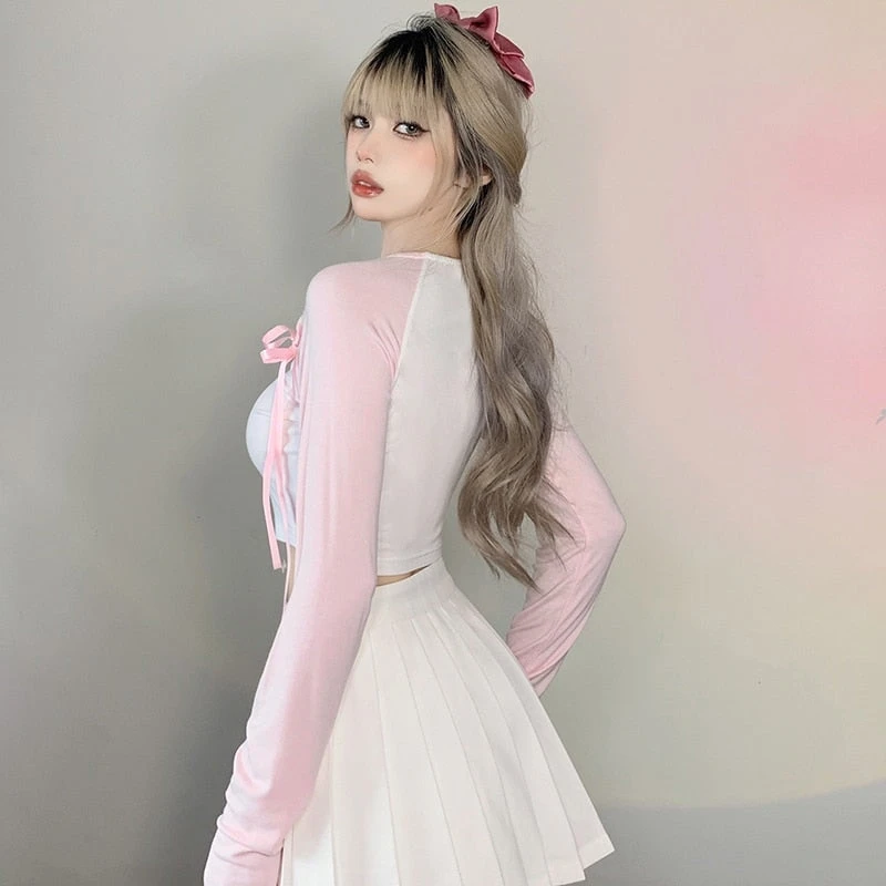 Pink Kitten Long Sleeve Crop Top 7 Pink Kitten Long Sleeve Crop Top - Image 5