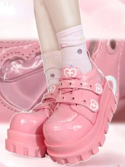Pink Menhera Platform Shoes -Clothing Discount Store pink menhera platform shoes 4 footwear kawaii shoes menhera pink platform shoes kawaii babe 239