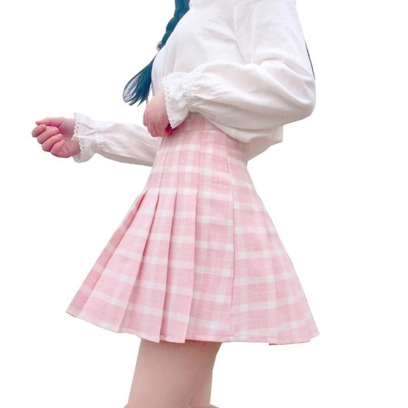 Pink Plaid School Girl Skirt 7 Pink Plaid School Girl Skirt - Image 5