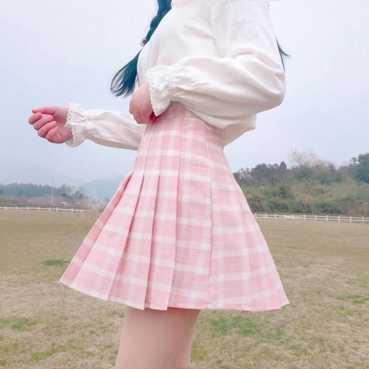 Pink Plaid School Girl Skirt 5 Pink Plaid School Girl Skirt - Image 3