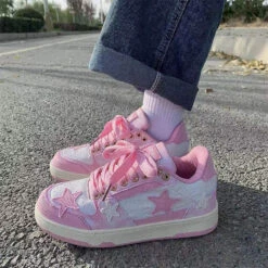 Pink Star Girl Sneakers 7 Pink Star Girl Sneakers -Clothing Discount Store pink star girl sneakers footwear kawaii pink shoe shoes 487
