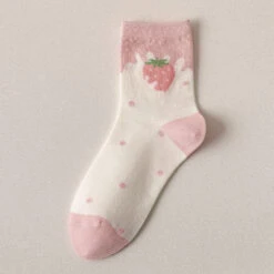 Pink Strawberry Cotton Socks -Clothing Discount Store pink strawberry cotton socks berries fruit fruity kawaii 121
