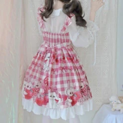 Plaid Baby Bun Dress -Clothing Discount Store plaid baby bun dress bunnies bunny rabbits dresses fairy kei jsk lolita dress kawaii babe 242