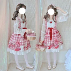 Plaid Baby Bun Dress -Clothing Discount Store plaid baby bun dress bunnies bunny rabbits dresses fairy kei jsk lolita dress kawaii babe 389