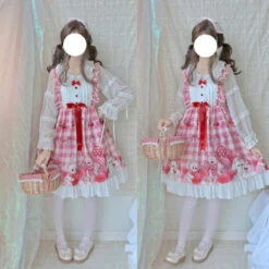 Plaid Baby Bun Dress -Clothing Discount Store plaid baby bun dress bunnies bunny rabbits dresses fairy kei jsk lolita dress kawaii babe 730
