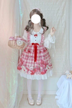 Plaid Baby Bun Dress -Clothing Discount Store plaid baby bun dress bunnies bunny rabbits dresses fairy kei jsk lolita dress kawaii babe 774