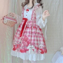 Plaid Baby Bun Dress -Clothing Discount Store plaid baby bun dress bunnies bunny rabbits dresses fairy kei jsk lolita dress kawaii babe 914
