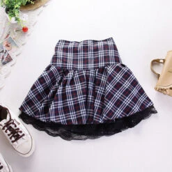 Plaid School Girl Skirt -Clothing Discount Store plaid school girl skirt checked cosplay costume layered pastel kei skirts kawaii babe 130