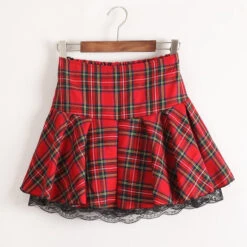 Plaid School Girl Skirt -Clothing Discount Store plaid school girl skirt checked cosplay costume layered pastel kei skirts kawaii babe 450