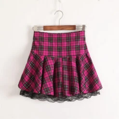 Plaid School Girl Skirt -Clothing Discount Store plaid school girl skirt checked cosplay costume layered pastel kei skirts kawaii babe 784