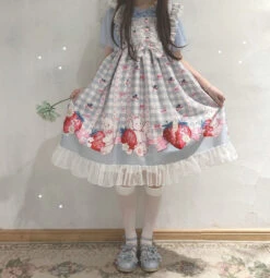 Plaid Strawberry Bunny Princess Dress 13 Plaid Strawberry Bunny Princess Dress -Clothing Discount Store plaid strawberry bunny princess dress dresses bunny dress kawaii 486