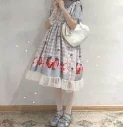 Plaid Strawberry Bunny Princess Dress 14 Plaid Strawberry Bunny Princess Dress -Clothing Discount Store plaid strawberry bunny princess dress dresses bunny dress kawaii 623
