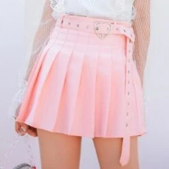 Pleated Belted Skirt -Clothing Discount Store pleated belted skirt frills kawaii lolita mini miniskirt skirts babe 750