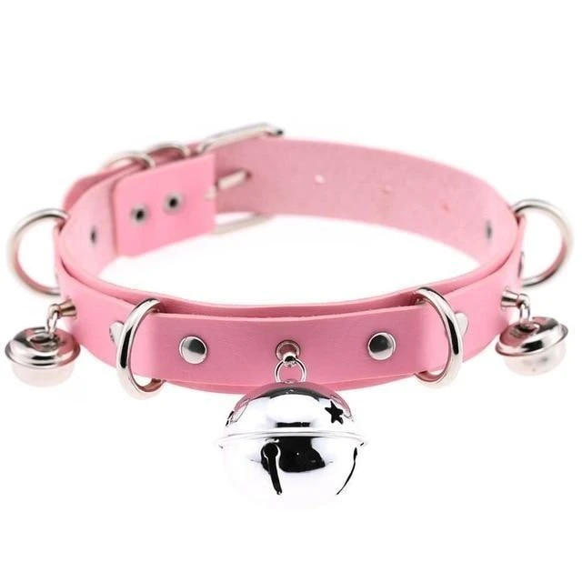 Pleather Cat Bell Collar 3 Pleather Cat Bell Collar