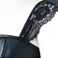 Pleather & Lace Corset Dress (Up To 6XL) -Clothing Discount Store pleather lace corset dress up to 6xl black latex corset corset dress corsets dresses shirt kawaii babe 421