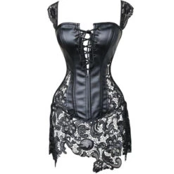 Pleather & Lace Corset Dress (Up To 6XL)