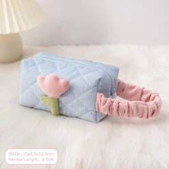 Plush Tulip Make-Up Case 19 Plush Tulip Make-Up Case -Clothing Discount Store plush tulip make up case blue wrist bag bags flowers makeup kawaii babe 634