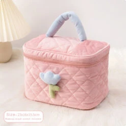 Plush Tulip Make-Up Case 24 Plush Tulip Make-Up Case -Clothing Discount Store plush tulip make up case pink bucket bag bags flowers makeup kawaii babe 420