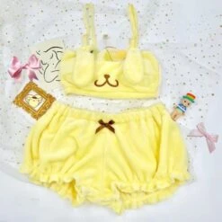 Yellow Puppy Dog Lingerie Set -Clothing Discount Store pompompurin lingerie set bloomers bra panties panty bras brasier underwear ddlg playground 455