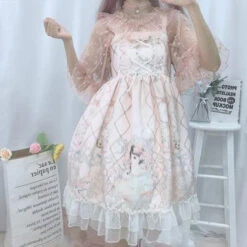 Porcelain Doll Dress -Clothing Discount Store porcelain doll dress pink dress cat dress dresses little girl space kawaii babe 626
