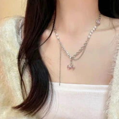 Pretty Pink Princess Necklaces -Clothing Discount Store pretty pink princess necklaces kawaii aesthetic chain choker 266