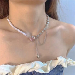 Pretty Pink Princess Necklaces -Clothing Discount Store pretty pink princess necklaces kawaii aesthetic chain choker 320