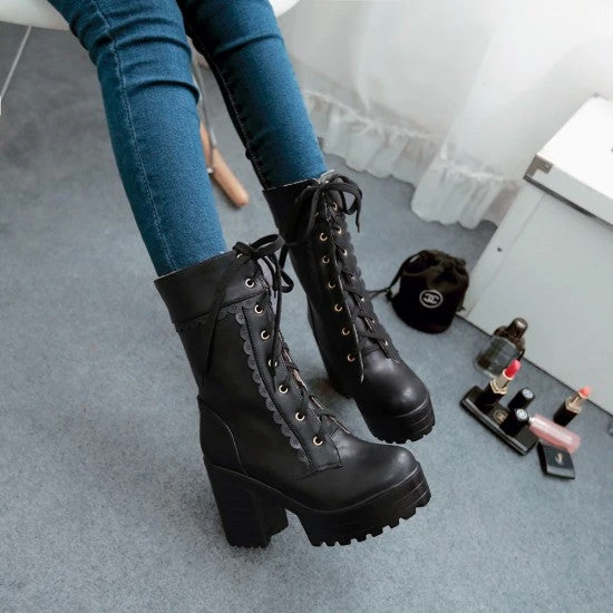 Chunky Lace Platform Boots 15 Chunky Lace Platform Boots - Image 13