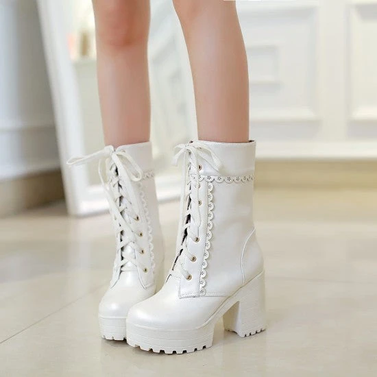 Chunky Lace Platform Boots 18 Chunky Lace Platform Boots - Image 16