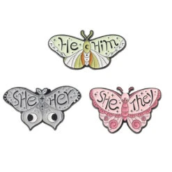 Pronoun Butterfly Enamel Pins -Clothing Discount Store pronoun butterfly enamel pins 7 enamel pin pins lapel pins pin kawaii babe 219