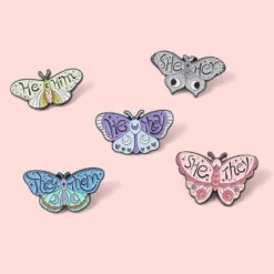 Pronoun Butterfly Enamel Pins -Clothing Discount Store pronoun butterfly enamel pins enamel pin pins lapel pins pin kawaii babe 870