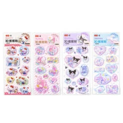 Puffy 3D Kawaii Stickers -Clothing Discount Store puffy 3d kawaii character sticker sheets hello kitty kuromi liquid melody pompompurin stickers babe 675