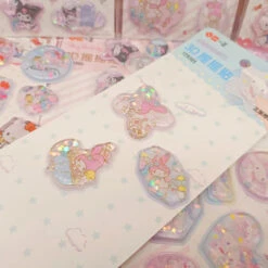 Puffy 3D Kawaii Stickers -Clothing Discount Store puffy 3d kawaii character sticker sheets hello kitty kuromi liquid melody pompompurin stickers babe 899