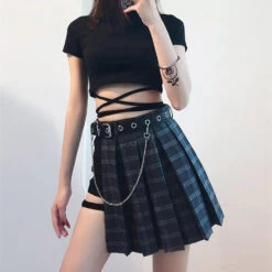 Punk Rock Pleated Skirt -Clothing Discount Store punk rock pleated skirt skirts punk rock kawaii babe pleated skirt 600