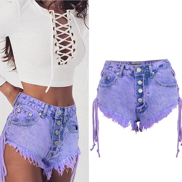 Purple Corset Jean Shorts 10 Purple Corset Jean Shorts - Image 8