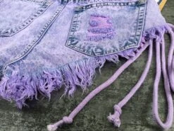 Purple Corset Jean Shorts 29 Purple Corset Jean Shorts -Clothing Discount Store purple corset jean shorts bleached button shorts corset denim dip dyed kawaii babe 272