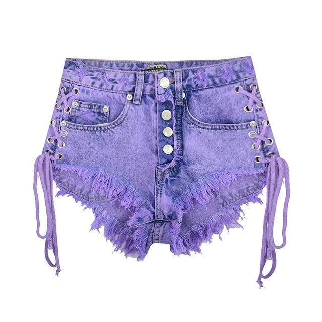 Purple Corset Jean Shorts 4 Purple Corset Jean Shorts - Image 2