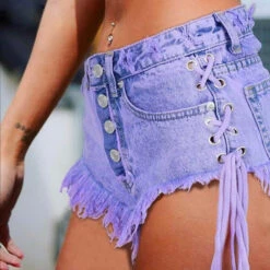 Purple Corset Jean Shorts 19 Purple Corset Jean Shorts -Clothing Discount Store purple corset jean shorts bleached button shorts corset denim dip dyed kawaii babe 440