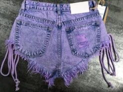 Purple Corset Jean Shorts 28 Purple Corset Jean Shorts -Clothing Discount Store purple corset jean shorts bleached button shorts corset denim dip dyed kawaii babe 928