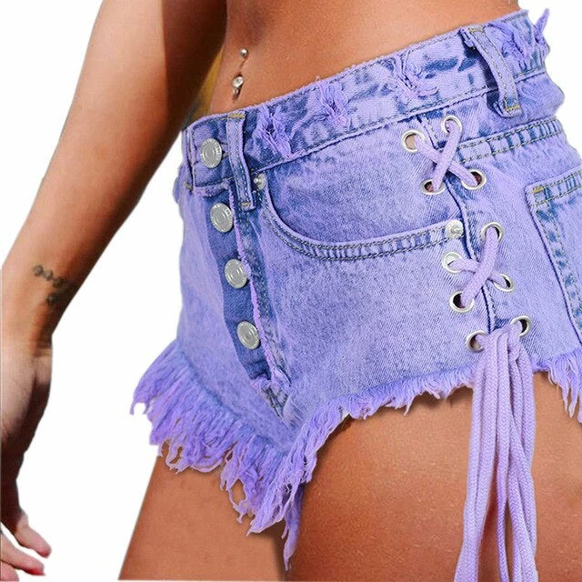 Purple Corset Jean Shorts 3 Purple Corset Jean Shorts