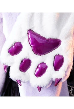 Purple Paw Plush Scarf -Clothing Discount Store purple paw plush scarf cat paws dog kitten kawaii babe 953