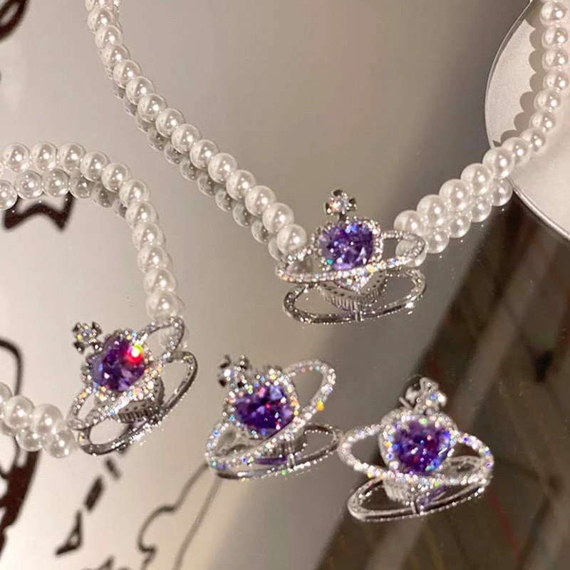 Purple Pearl Princess Jewelry Set 3 Purple Pearl Princess Jewelry Set