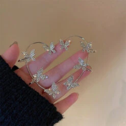 Rhinestone Butterfly Ear Cuffs -Clothing Discount Store rhinestone butterfly ear cuffs butterflies cuff fake jewelry earrings kawaii babe 230