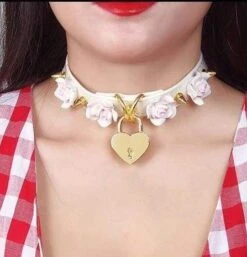 Rose Locket Collar 15 Rose Locket Collar -Clothing Discount Store rose locket collar necklaces rose locket kawaii fashion buckle cat 180